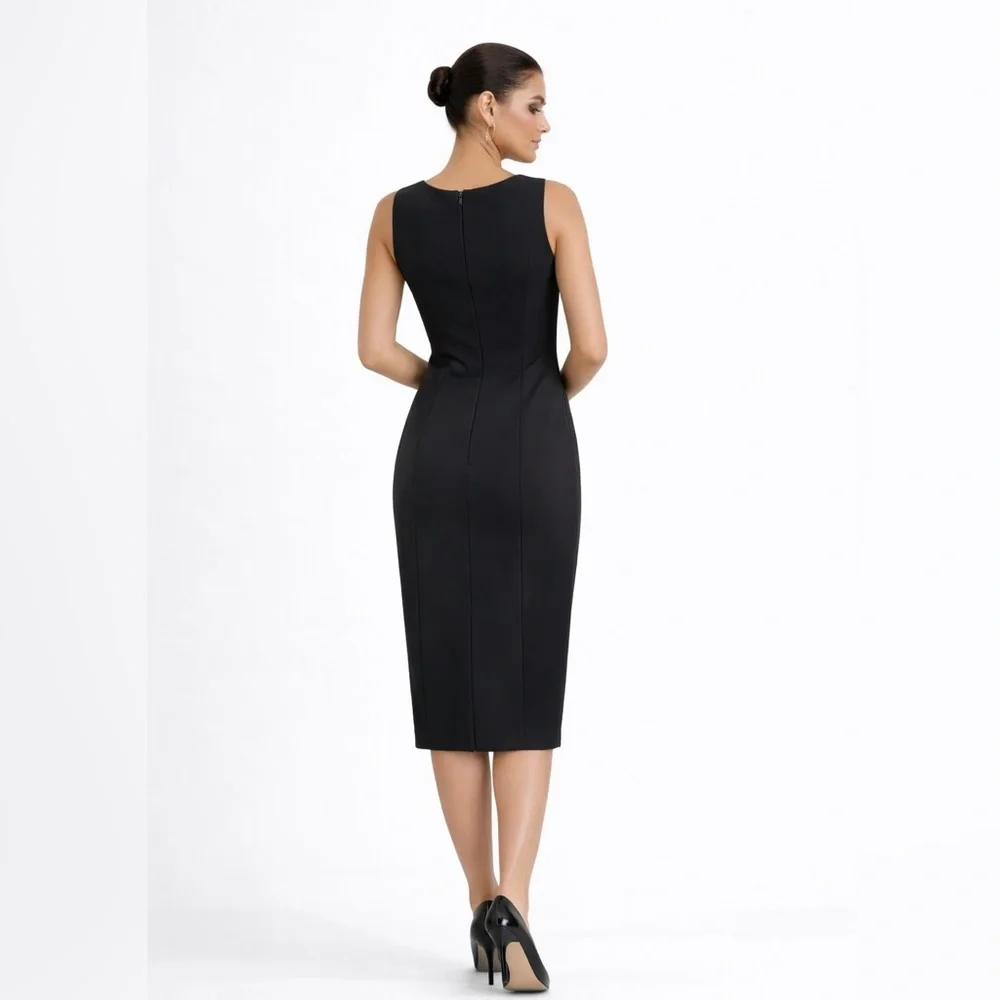 Ann Taylor Black Sheath Midi Dress Sleeveless Work Office NWT Size 2 - Picture 2 of 10